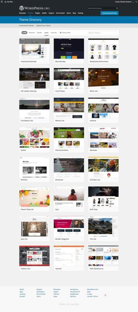 Free theme options from wordpress.org/themes